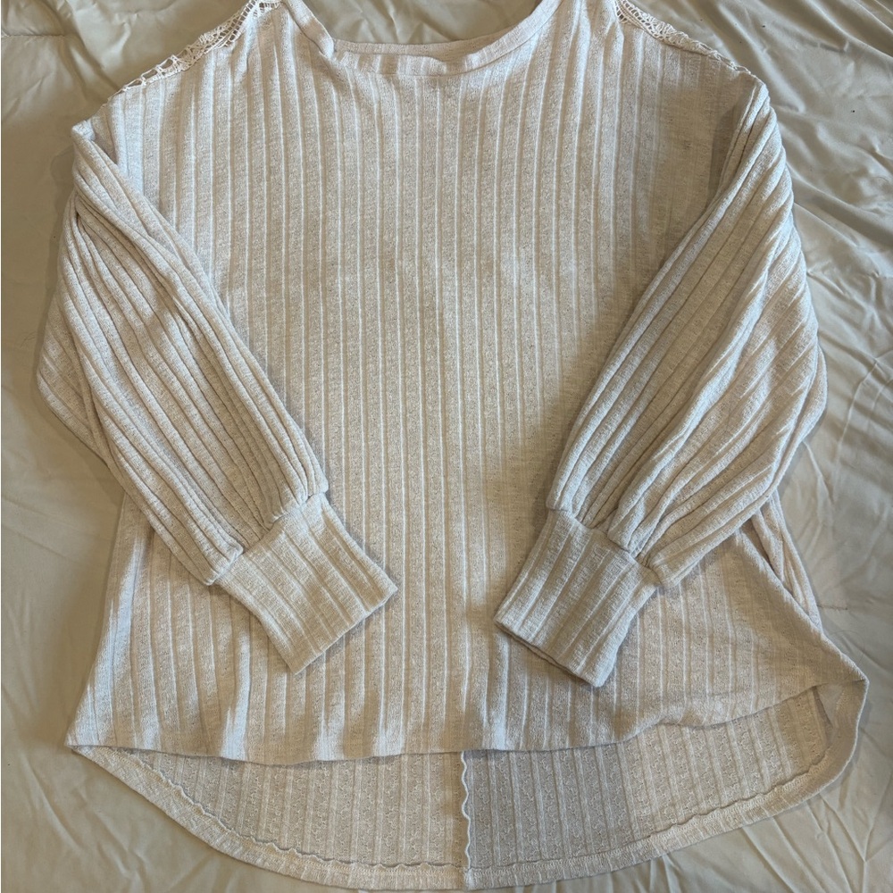 Maurices Cream Ribbed Blouse